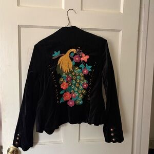 Sugarlips Black Velvet Jacket with Colorful Embroidery